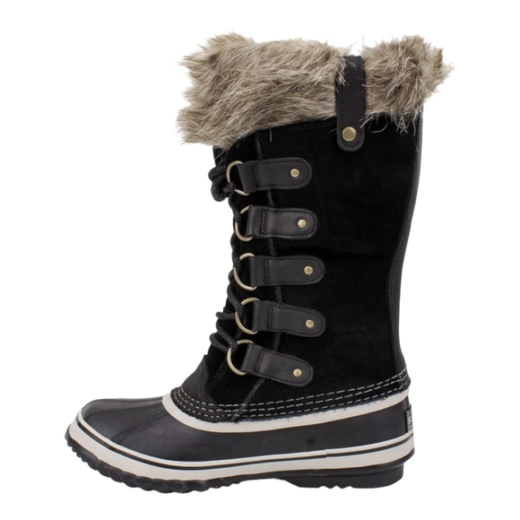 SOREL Women's Joan of Arctic -Black Fur Cuff Waterproof Suede Snow Boots Size 7 - Picture 7 of 8